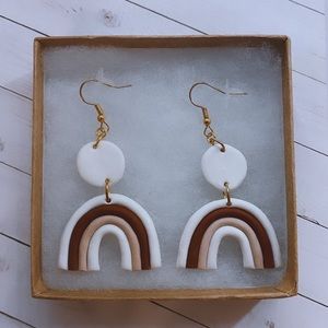 Rainbow polymer clay earrings!